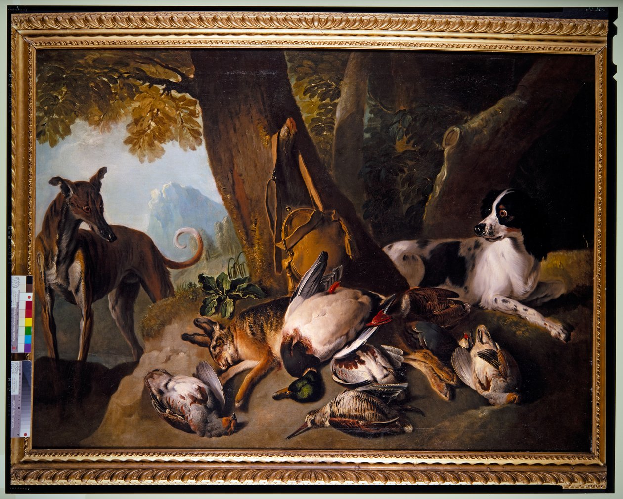 Hunde og vildt i landskab (olie på lærred) af Alexandre Francois Desportes