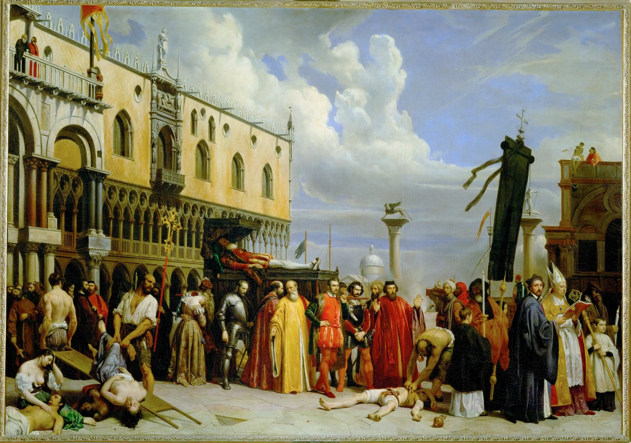 Begravelseshøjtidelighed for Tizian, som døde i Venedig under pesten i 1576 - Begravelseshøjtidelighed for Tizian ... af Alexandre-Jean-Baptiste Hesse