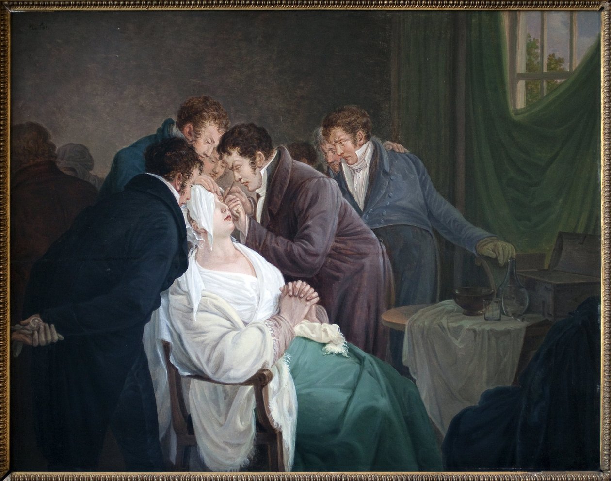 Operationen af grå stær af baron Guillaume Dupuytren (1777-1835). Maleri af Alexandre Jean Drahonet, pseudonym af Alexandre Jean Dubois (1791-1834), olie på træ af Alexandre Jean Dubois Drahonet
