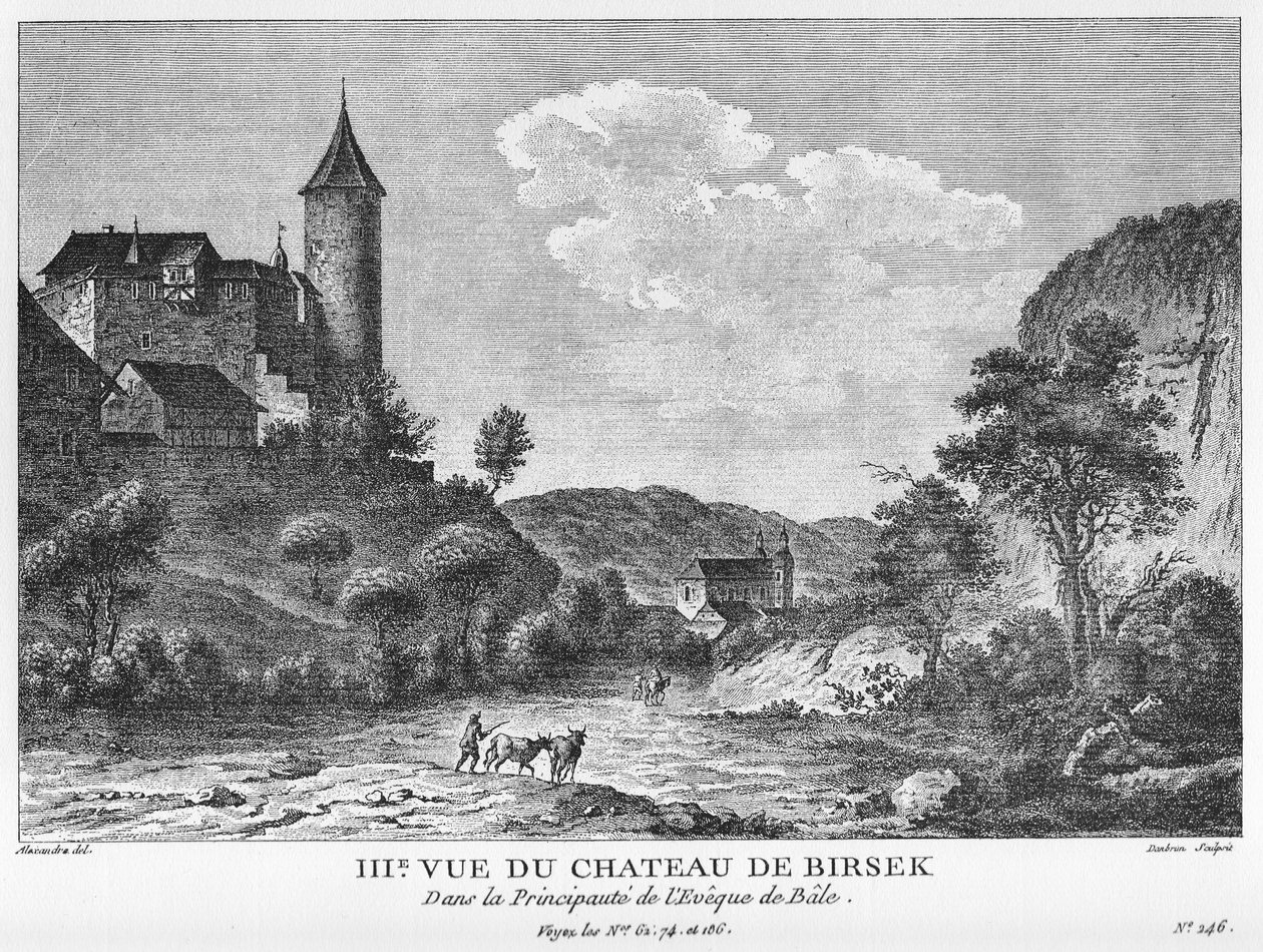3. Udsigt over Birseck-slottet i Prince-Biſhopric i Basle. Kobberstik af Jean Danbrun efter en tegning af Alexandre af Alexandre, Jean Danbrun