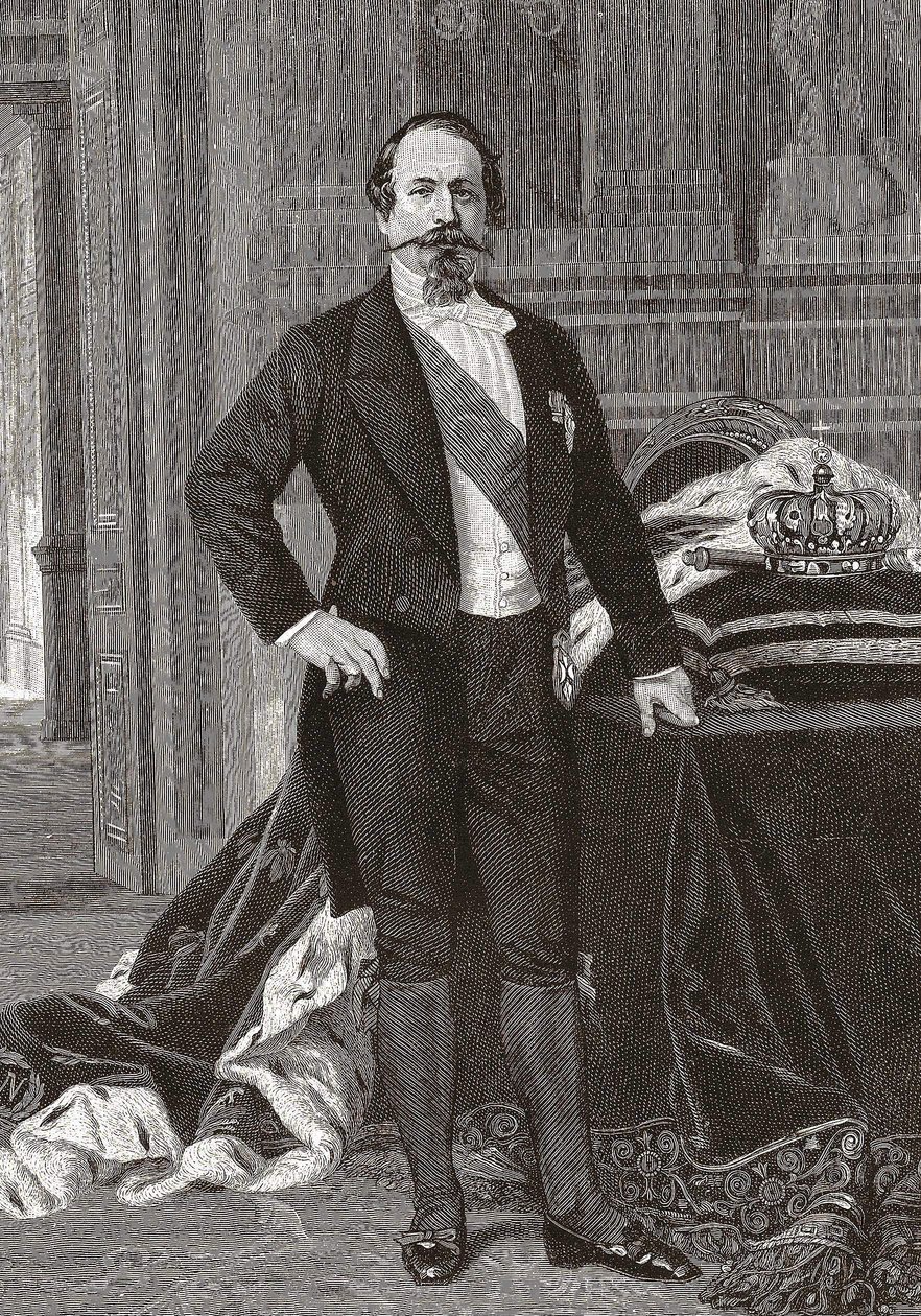 Portræt af Napoleon III, franskmændenes kejser - grav. fra maleriet af Alessandro Cabanel. af after Alexandre Cabanel
