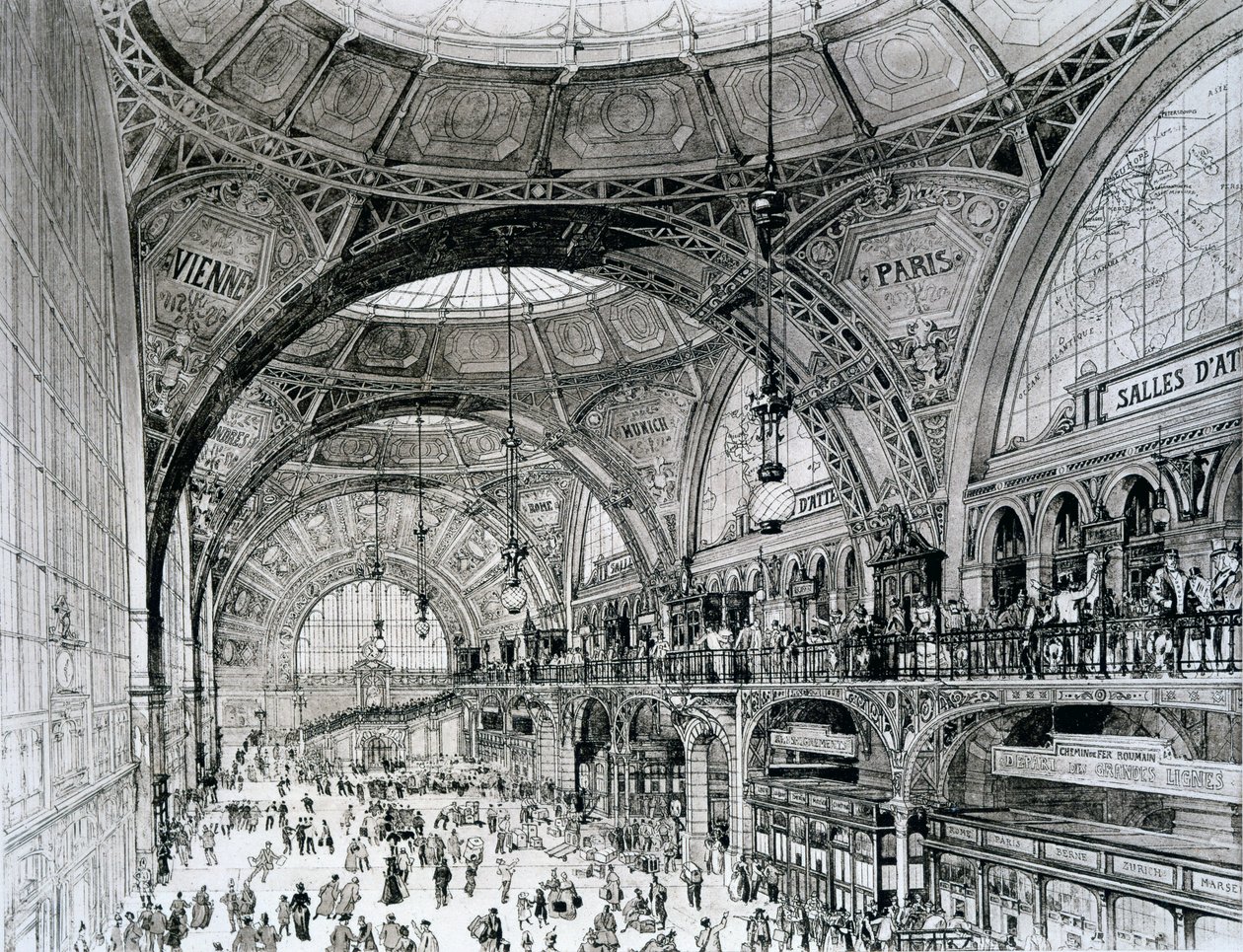 Hovedbanegården, Bukarest, Rumænien, fra orientalisme og moderne arkitektur af Alexandre Auguste Louis Marcel