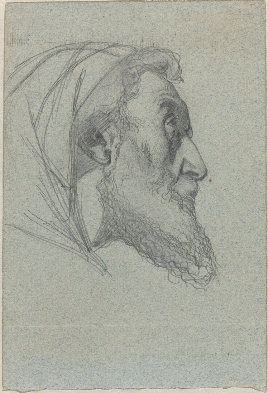 Skægget mand i profil (recto) / Kvinde ser op (verso) af Alexandre Bida