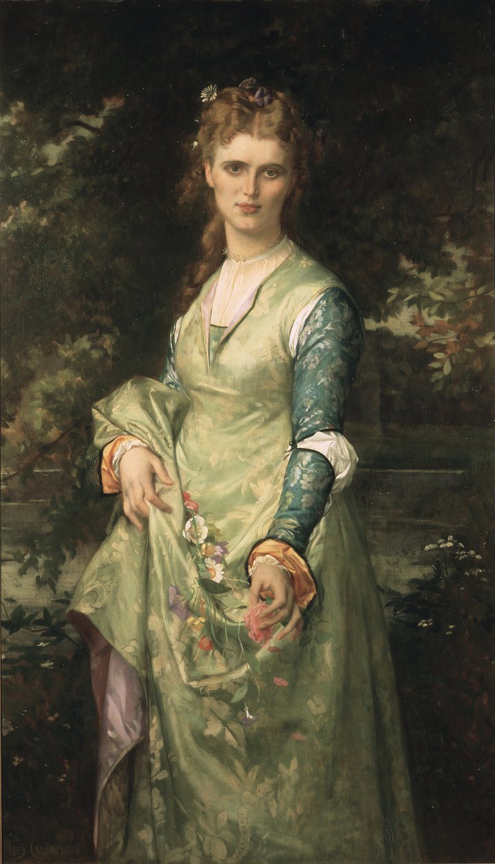 Christina Nilsson en Ophelie - Christina Nilsson (1843-1921) som Ophelia, af Cabanel, Alexandre (1823-1889). Olie på lærred af Alexandre Cabanel