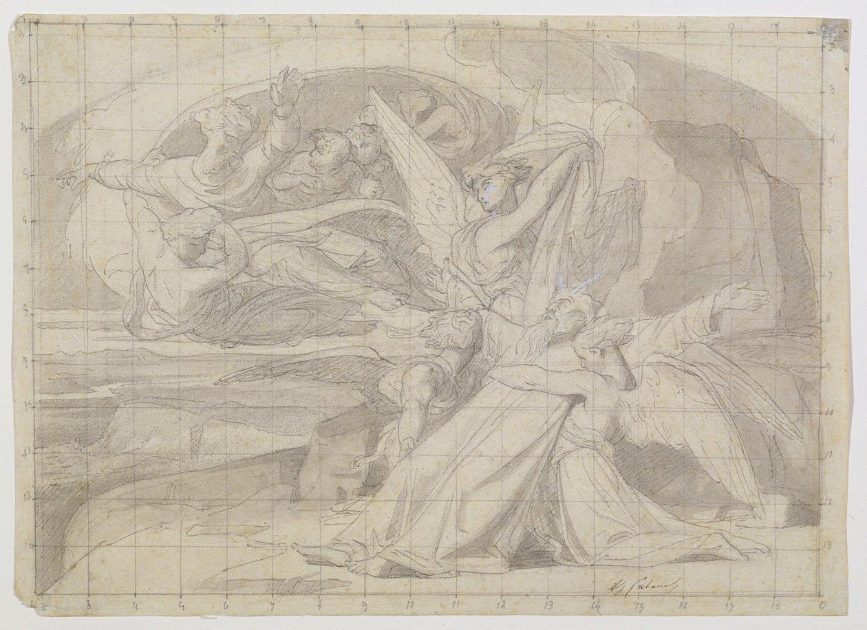 Studie til The Death of Moses, 1851 (pen og blæk, vask, blyant og gouache på papir) (se 225068) af Alexandre Cabanel
