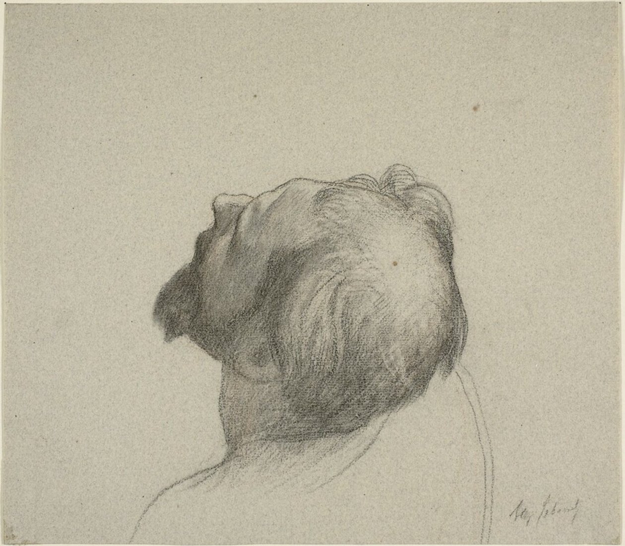 Studie af mandens opadvendte hoved af Alexandre Cabanel