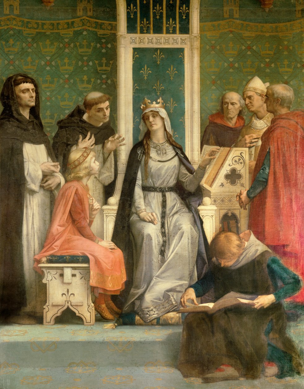 Den hvide dronning af Castilla holder et foredrag for den fremtidige kong Louis IX (Saint Louis) (1214-1270) barn Maleri af Alexandre Cabanel (1823-1889) 1800-tallets Paris, Pantheon af Alexandre Cabanel