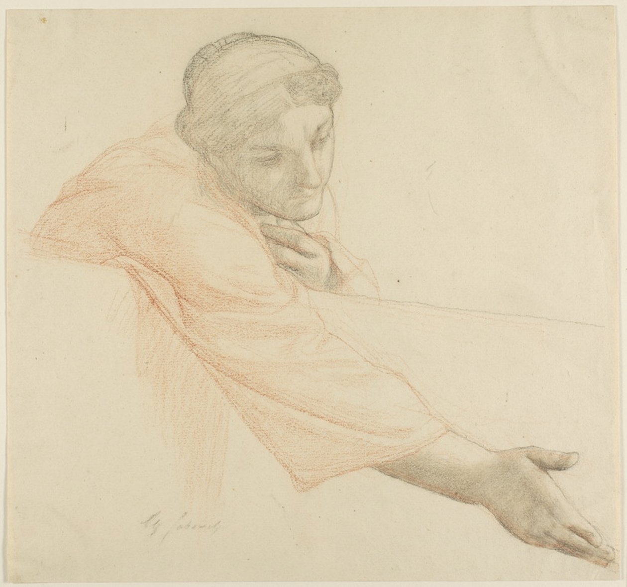 Woman Reaching Over a Wall, studie til Saint Louis, konge af Frankrigs liv af Alexandre Cabanel