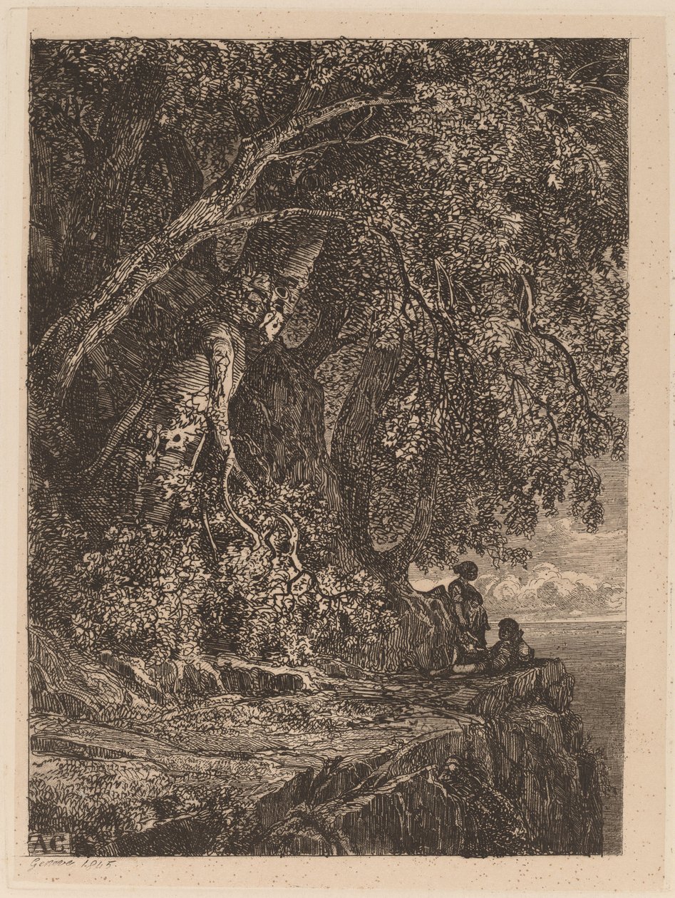 Par hviler på en klippe af Alexandre Calame