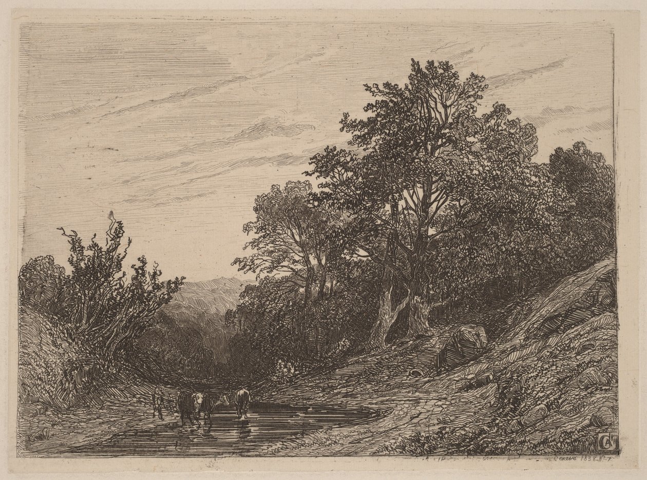 En flok ved en bæk af Alexandre Calame