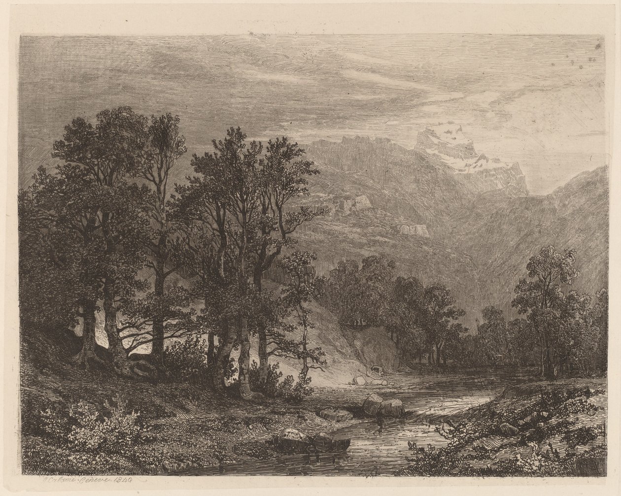 Bjergstrøm af Alexandre Calame