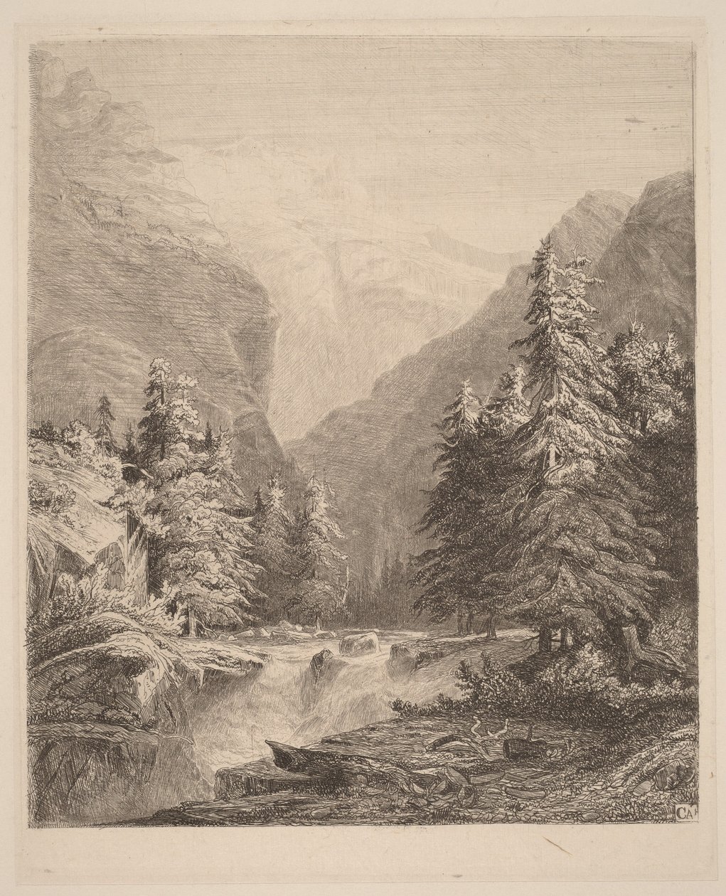 Bjergvandfald af Alexandre Calame
