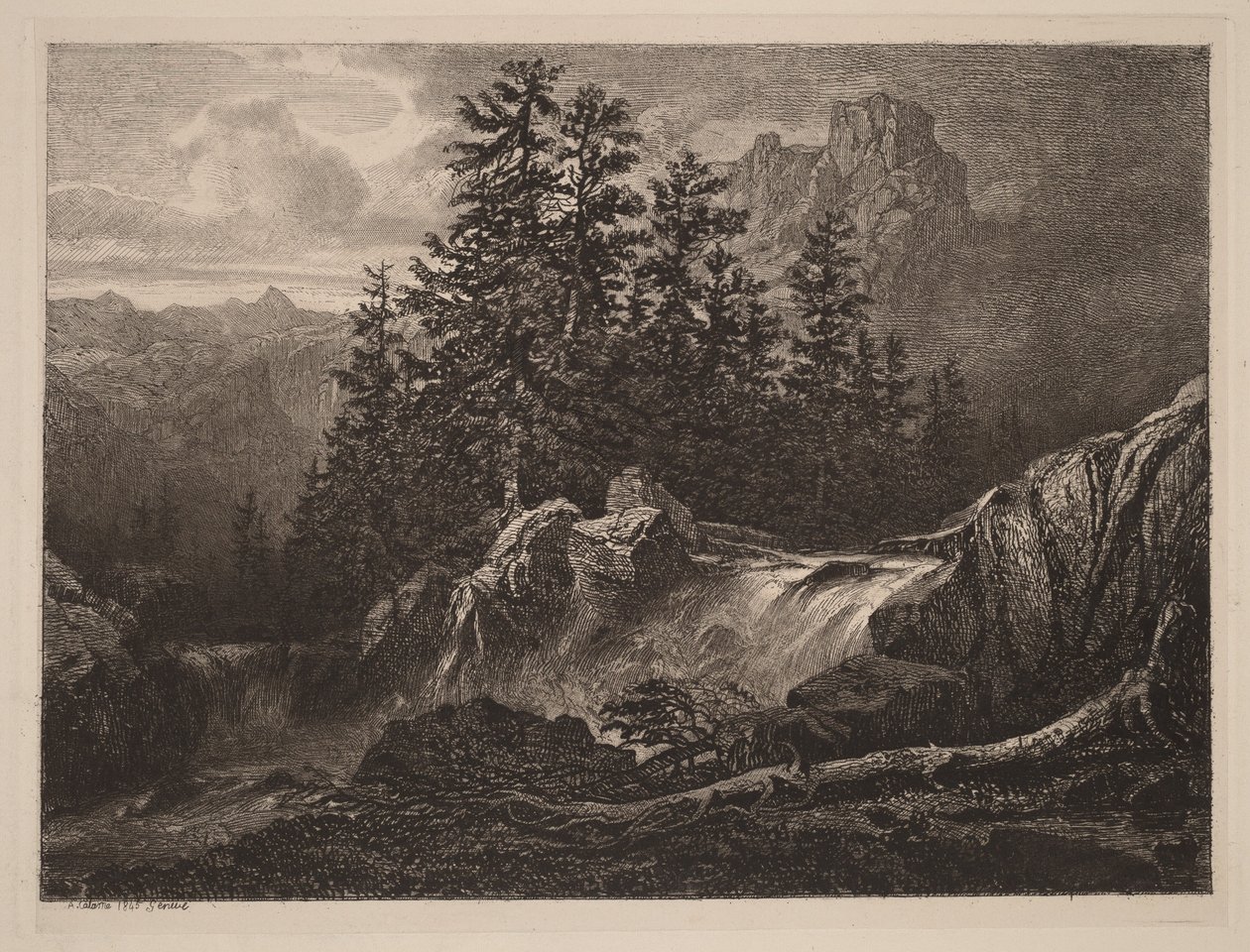 Bjergvandfald af Alexandre Calame