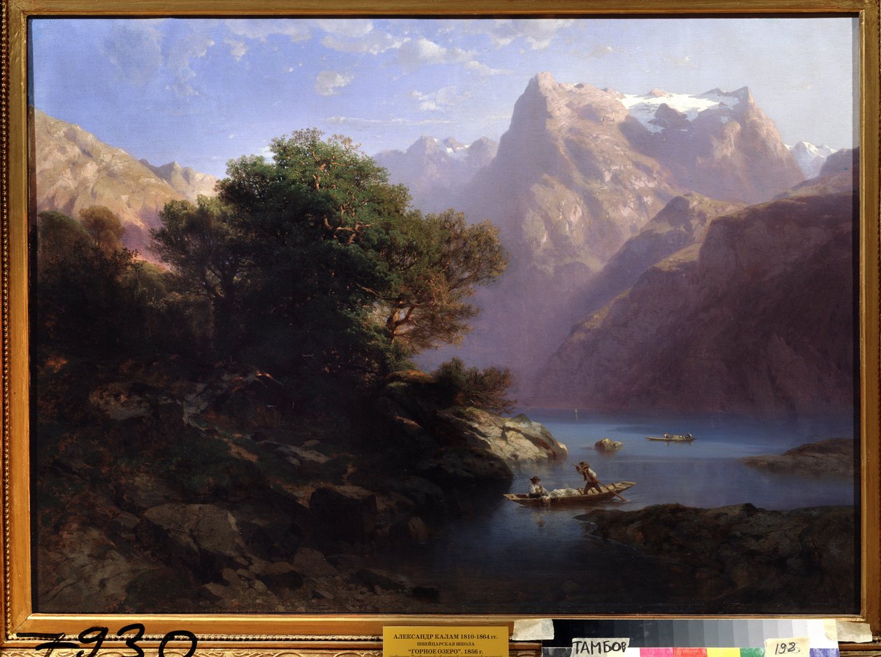 ""Bjerglandskab med sø i Schweiz"" (Bjergsø) Maleri af Alexandre Calame (1810-1864) 1860 Regional Art Gallery, Tambov Rusland af Alexandre Calame