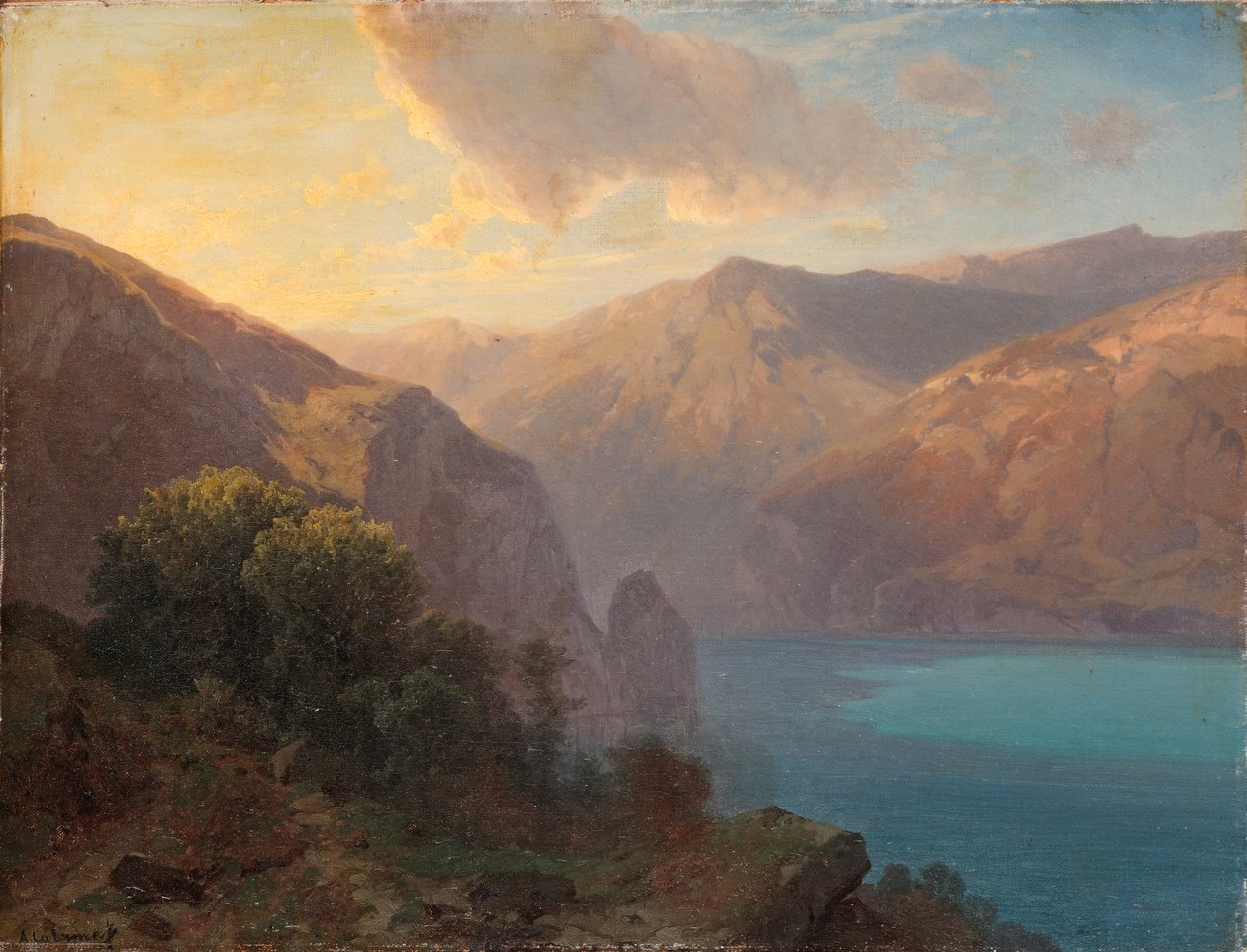 Près de Seelisberg: en udsigt over Lac de Lucerne set fra Seelisberg, Schweiz, 1862 af Alexandre Calame