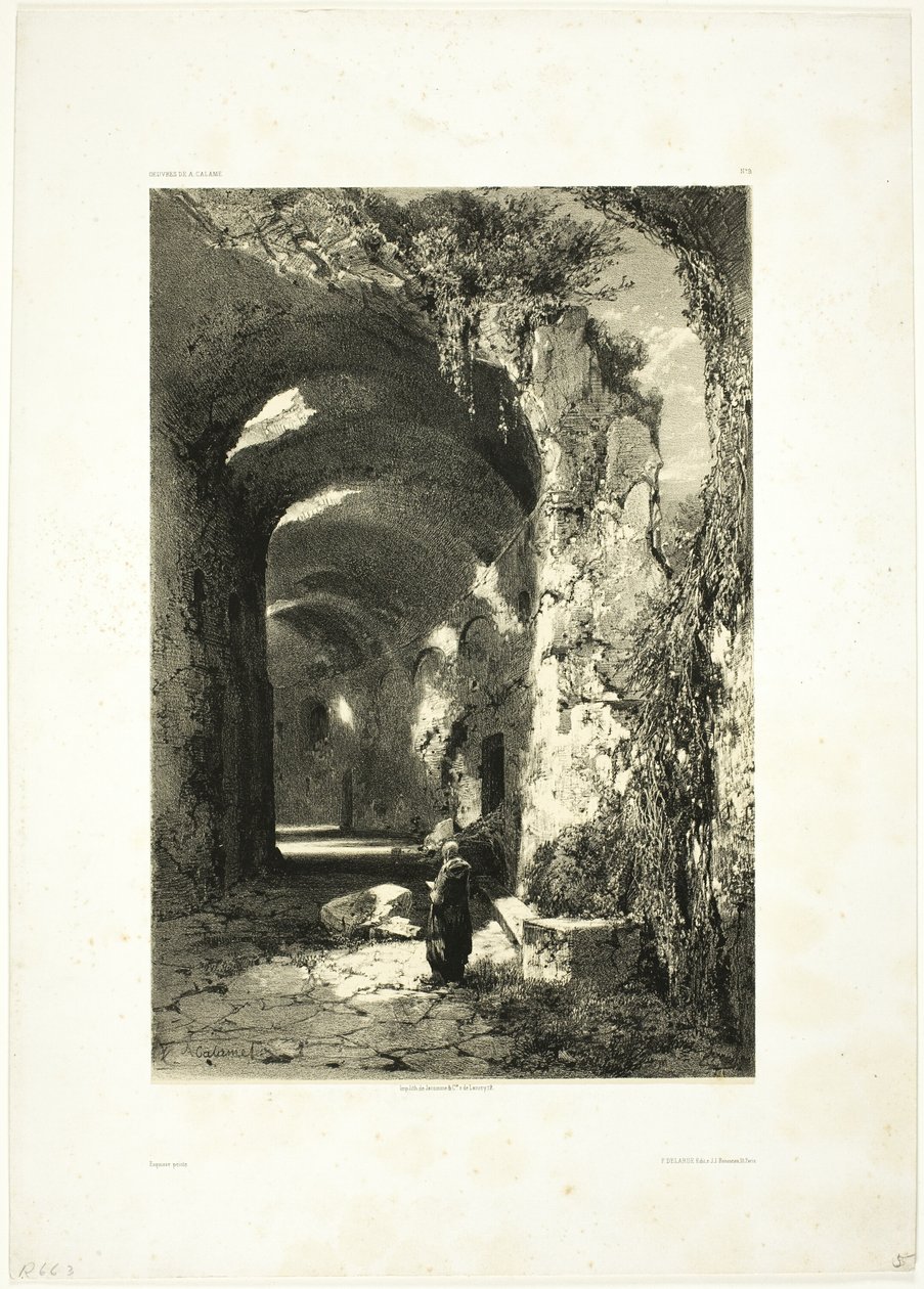 Ruin af et amfiteater ved Pouzzoles (Kongeriget Napoli), plade 9 fra Oeuvres de A. Calame af Alexandre Calame