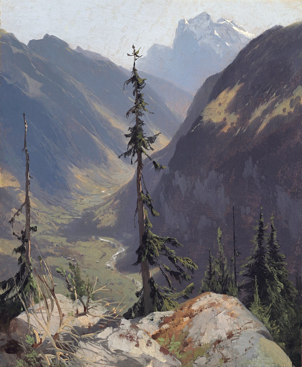 Luetschental med Wetterhorn, af Calame, Alexandre (1810-1864). Olie på lærred, ca. 1850. Mål : 31,2x26,1 cm. Museum Oskar Reinhart, Winterthur af Alexandre Calame
