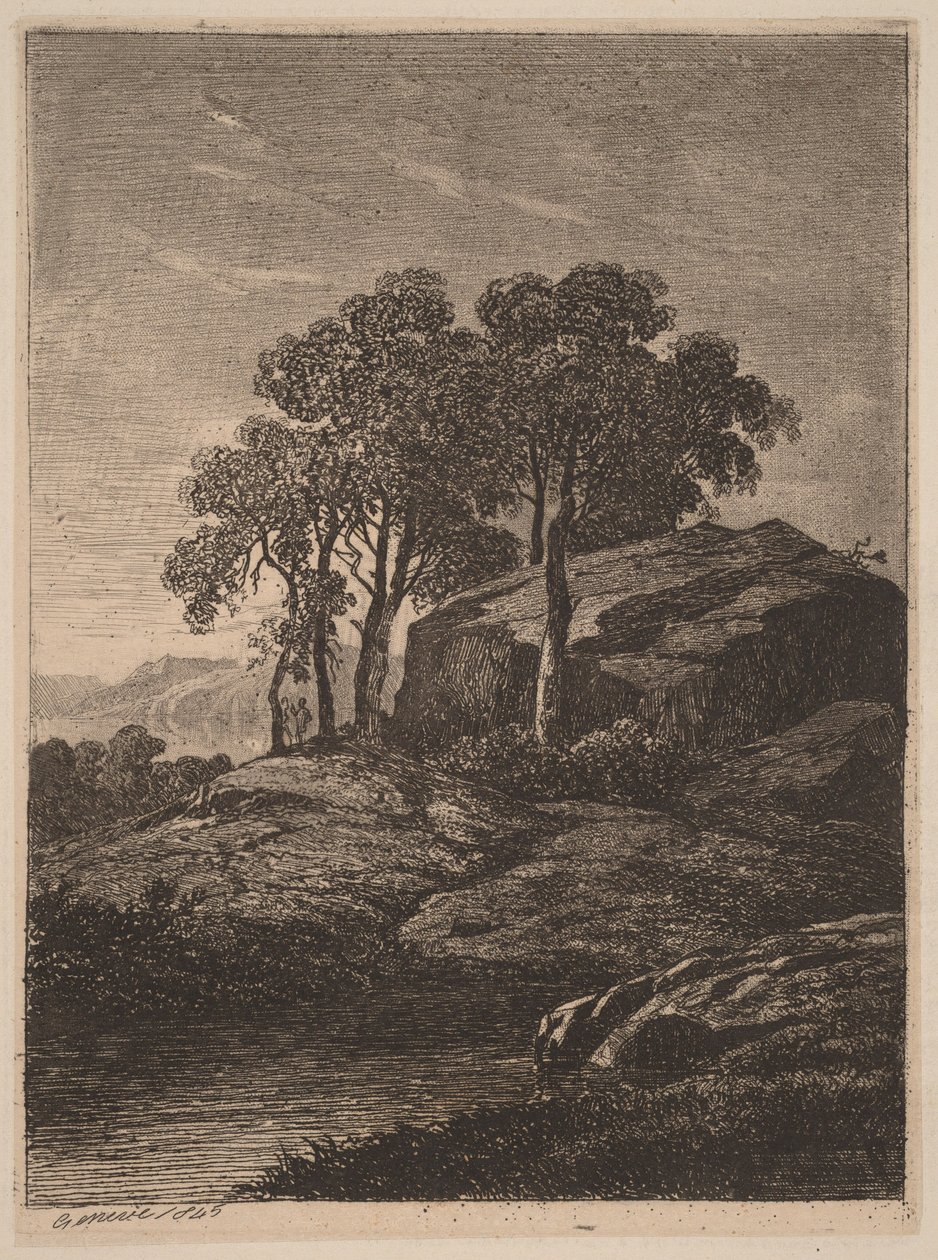 Træer ved en klippe af Alexandre Calame