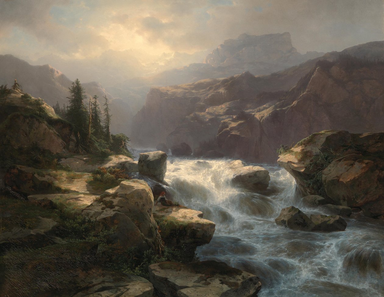 Handeck-vandfaldet ved Grimsel af Alexandre Calame