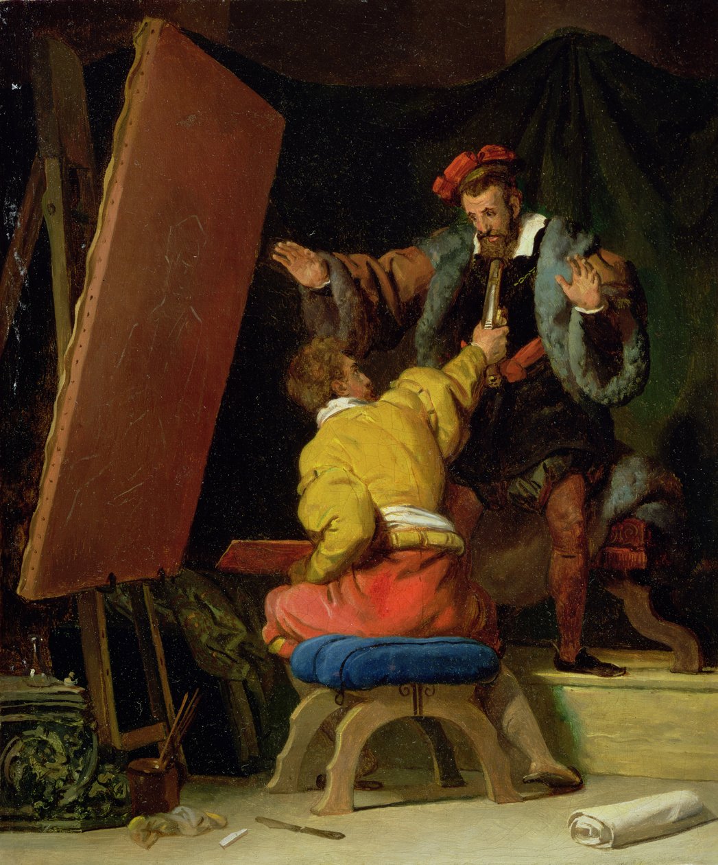 Aretino i Tintoretto-studiet, 1800-tallet af Alexandre Evariste Fragonard