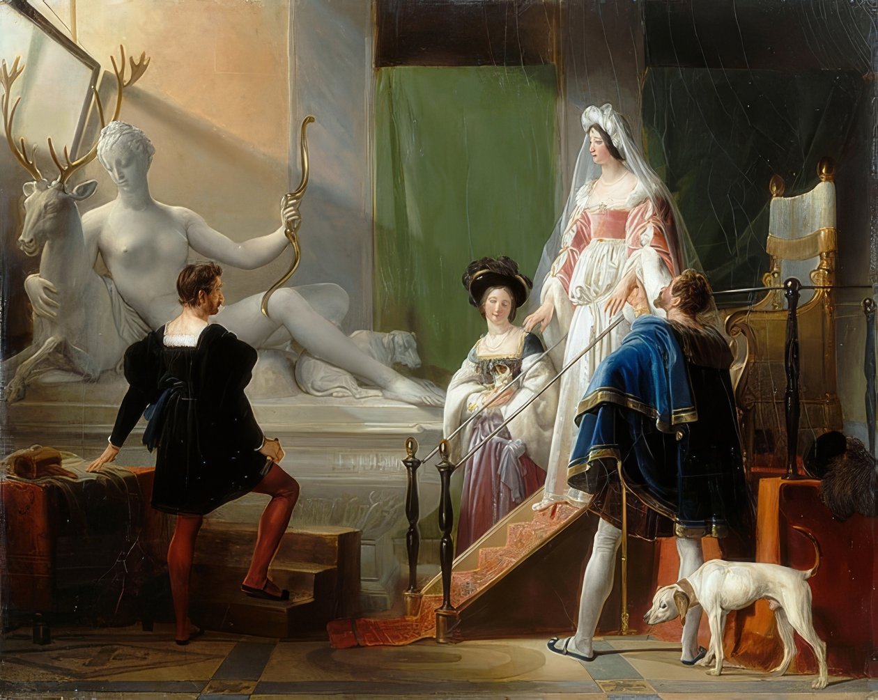 Diane de Poitiers besøger Jean Goujons studie af Alexandre Evariste Fragonard