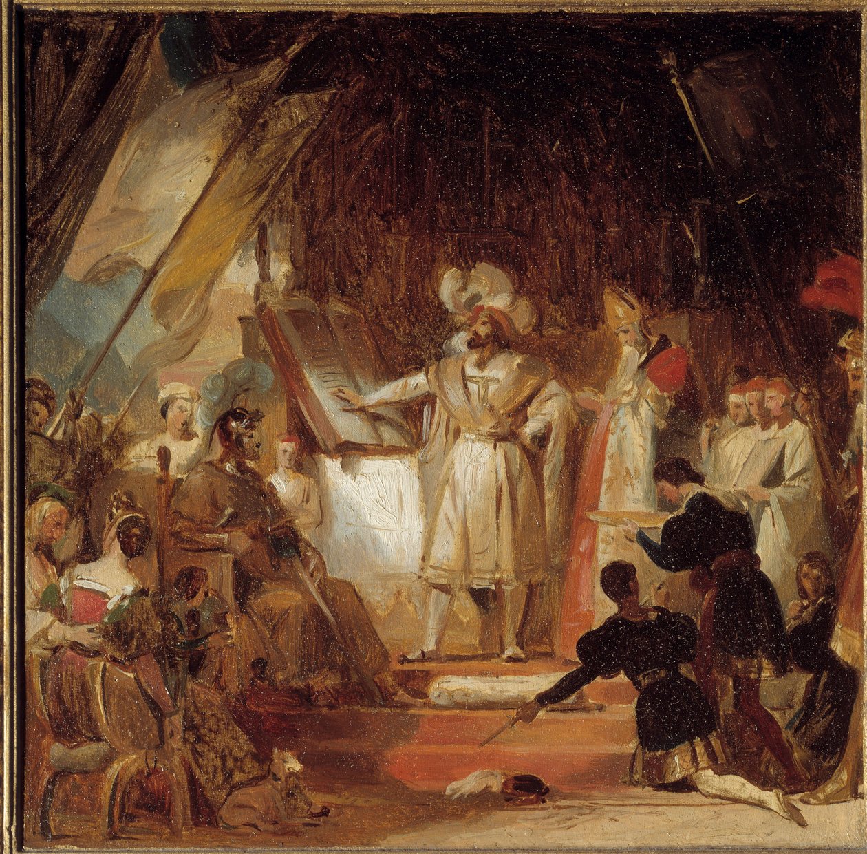 Francois I våbenridder af Bayard (1500-tallet). Den 20. januar 1515 udnævnte Francois I Bayard til generalløjtnant i Dauphiné. På Marignan, på sejrsaftenen, ønskede Francois I at tage "ridderordenen fra hans hånd". Således er den næste m af Alexandre Evariste Fragonard