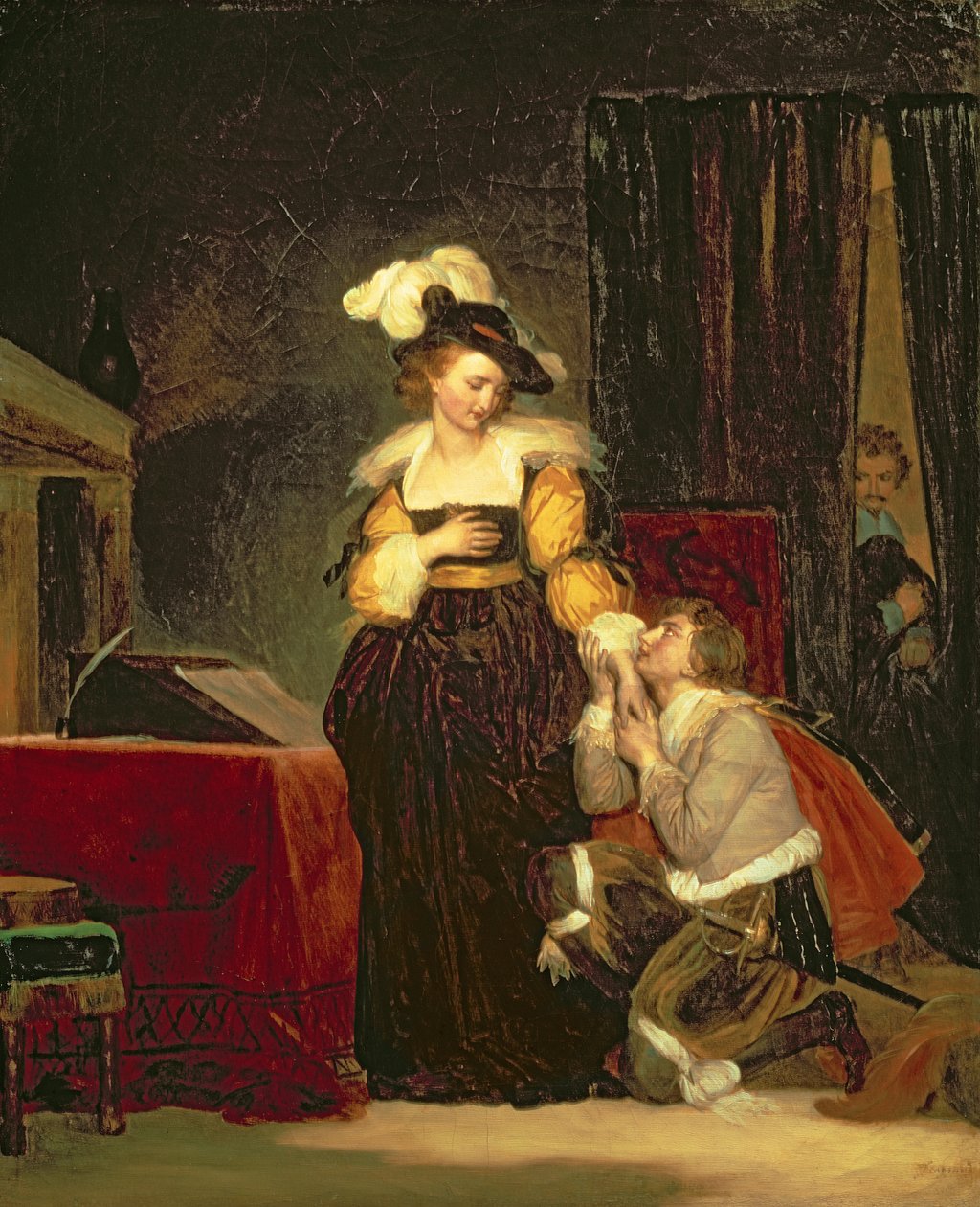 Mary Queen of Scots (1542-87) med Rizzio, ca. 1830 (olie på lærred) af Alexandre Evariste Fragonard
