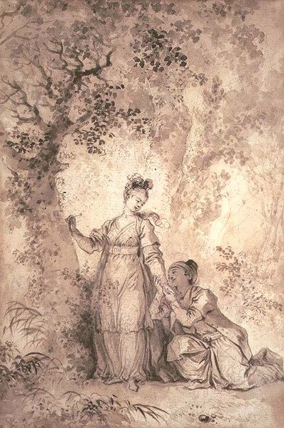 Kongen af Garbes forlovede: træet (pen og blæk) af Alexandre Evariste Fragonard