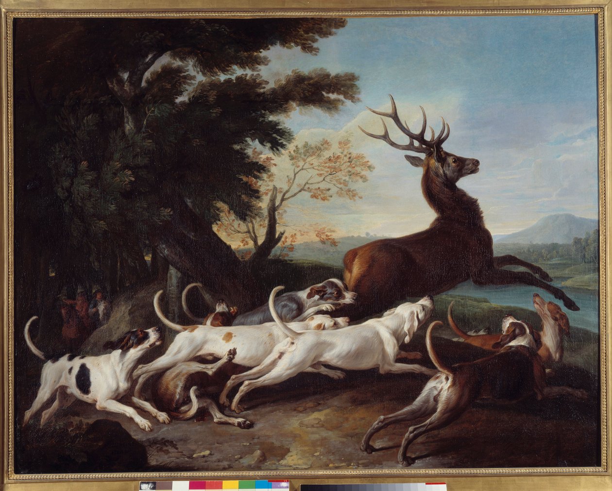 Jagt: “” Debuche du deer”” Maleri af Francois Desportes (1661-1743) 1718 søn. 1,1x1,45 m Rouen, Museum of Fine Arts af Alexandre Francois Desportes