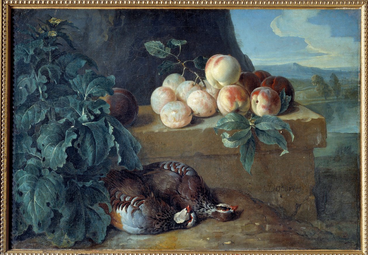 Ferskner og agerhøns. Maleri af Francois Desportes (1661-1743) af Alexandre Francois Desportes