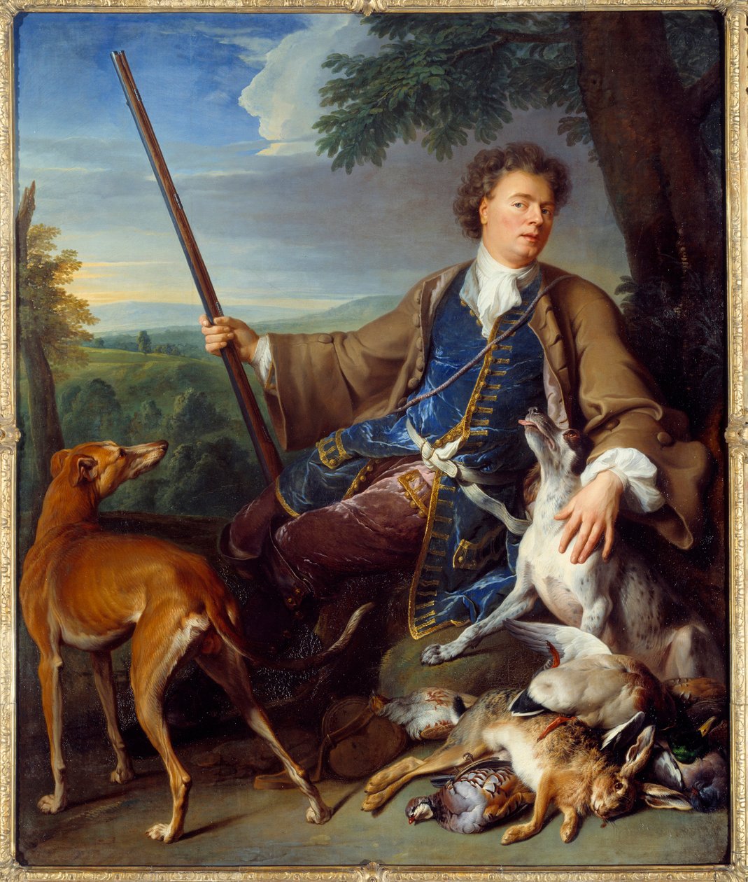 Selvportræt. Portræt af kunstneren som jæger. Maleri af Francois Desportes (1661-1743) af Alexandre Francois Desportes