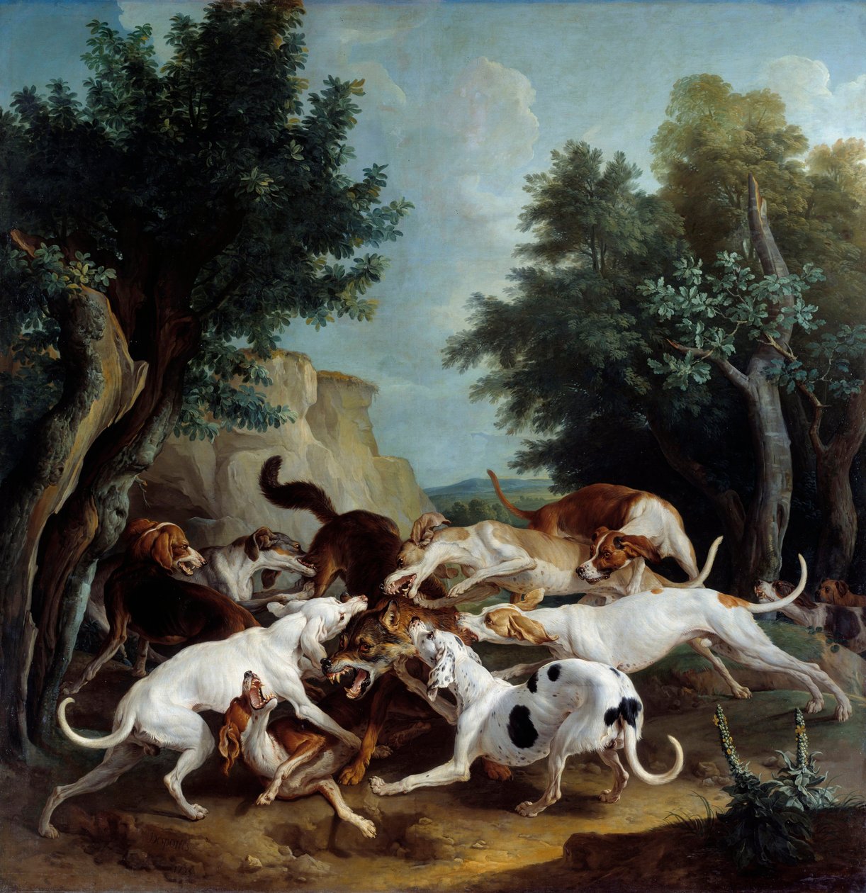 Ulvejagt-maleri af Francois Desportes (1661-1743) 1725 søn. 3,36x3,32 m rensdyr, Musee des Beaux Arts af Alexandre Francois Desportes