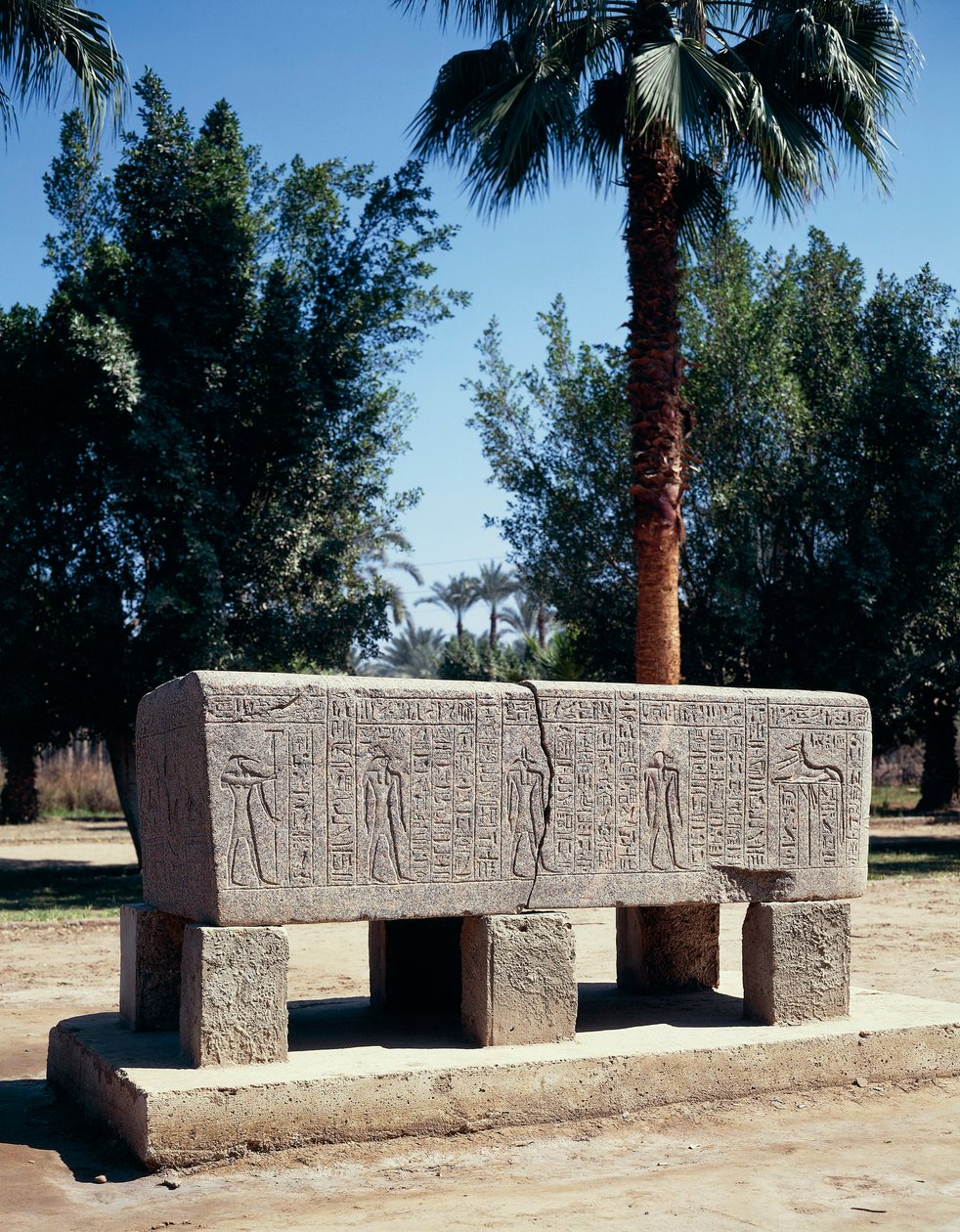 Egypten, Kairo, det gamle Memphis, indgraveret sarkofag af Nicolas Toussaint Charlet