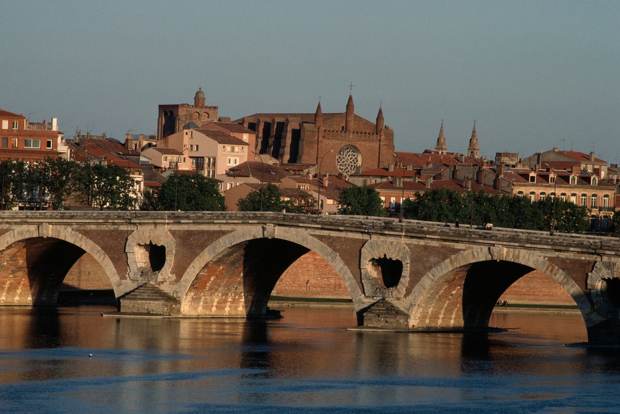Pont-Neuf over Garonne-floden, Toulouse, Midi-Pyrénées, Frankrig af Nicolas Toussaint Charlet