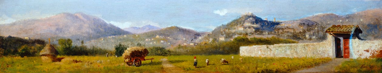 Toscansk landskab af Lorenzo Gelati (1824-1893), olie på pap af Nicolas Toussaint Charlet