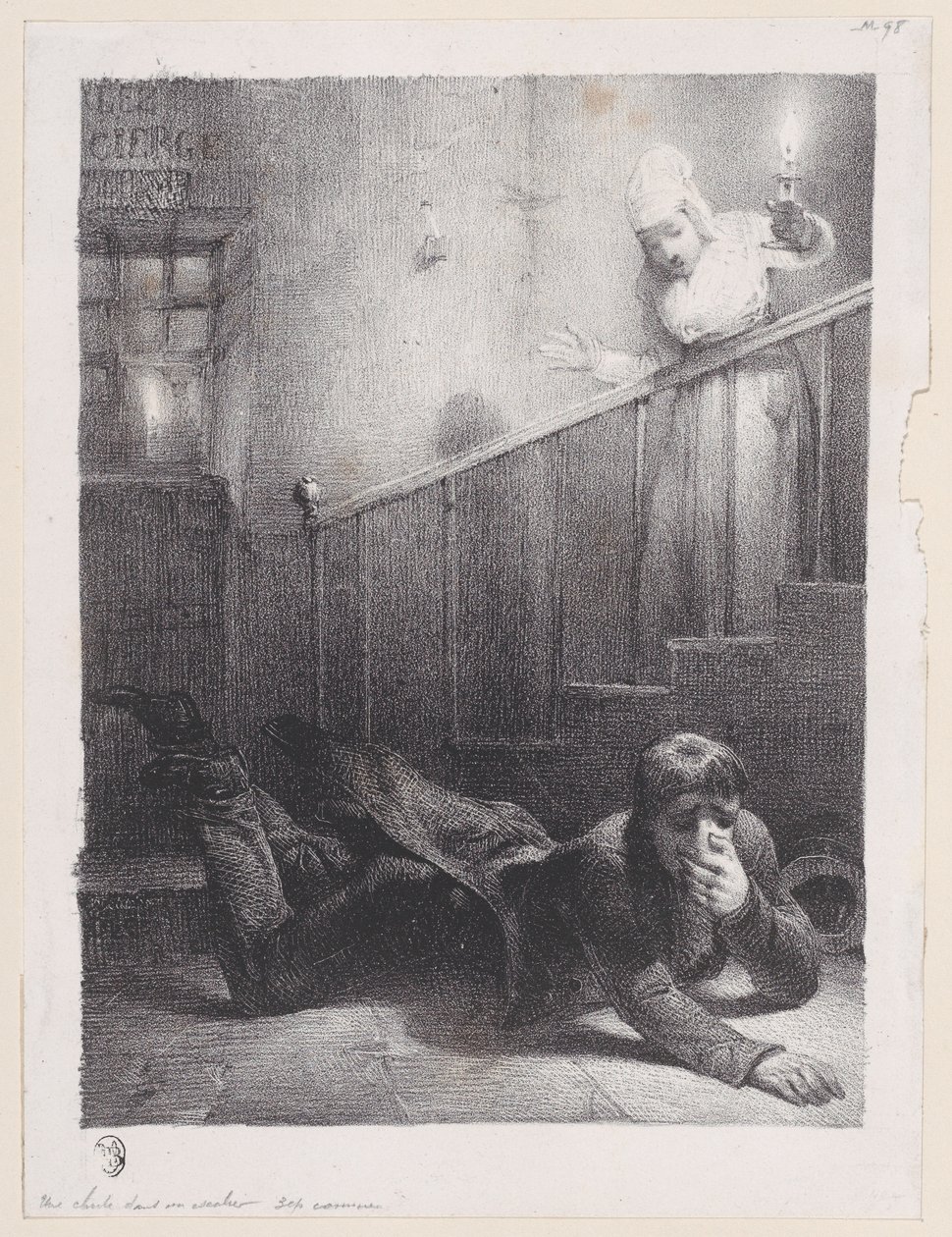 Et fald ned ad trappen, 1834-35. af Alexandre Gabriel Decamps