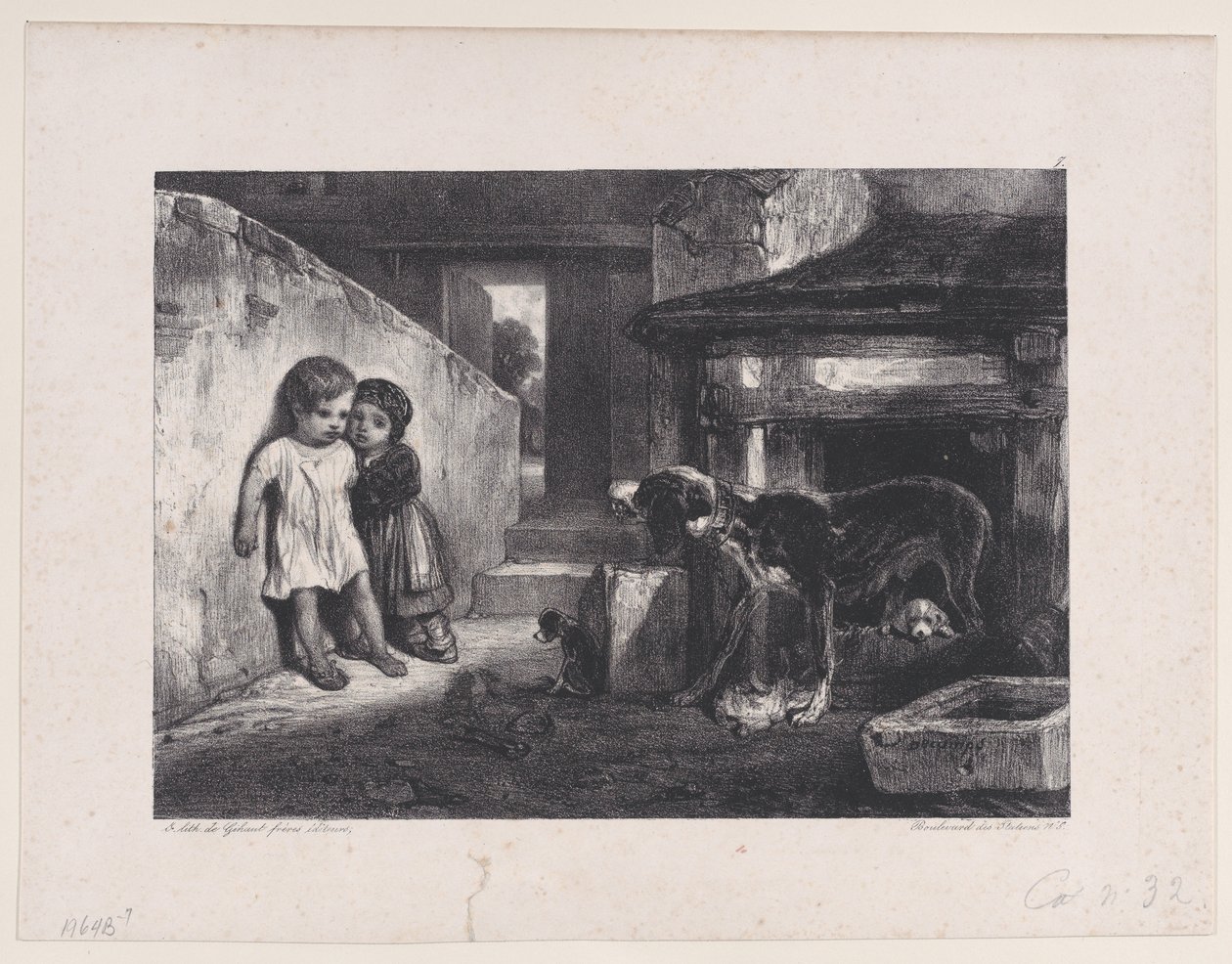 Children Frightened by Snarling Dog, fra serien Hunting Scenes, 1829. af Alexandre Gabriel Decamps