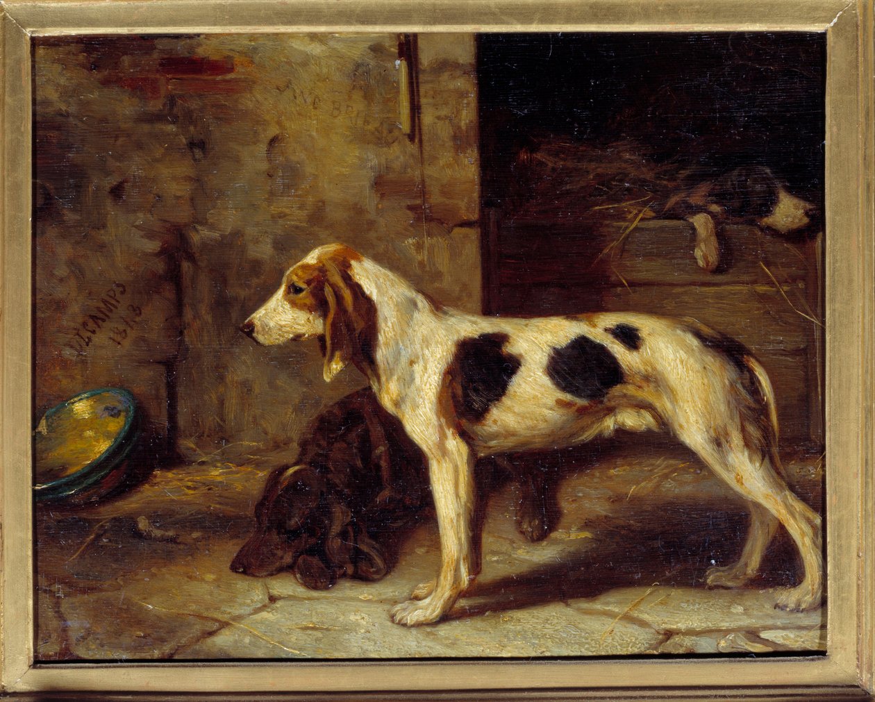 Hunde Brifauts maleri af Alexandre Gabriel Decamps (1803-1860) 1843 søn. 0,25x0,32 m af Alexandre Gabriel Decamps