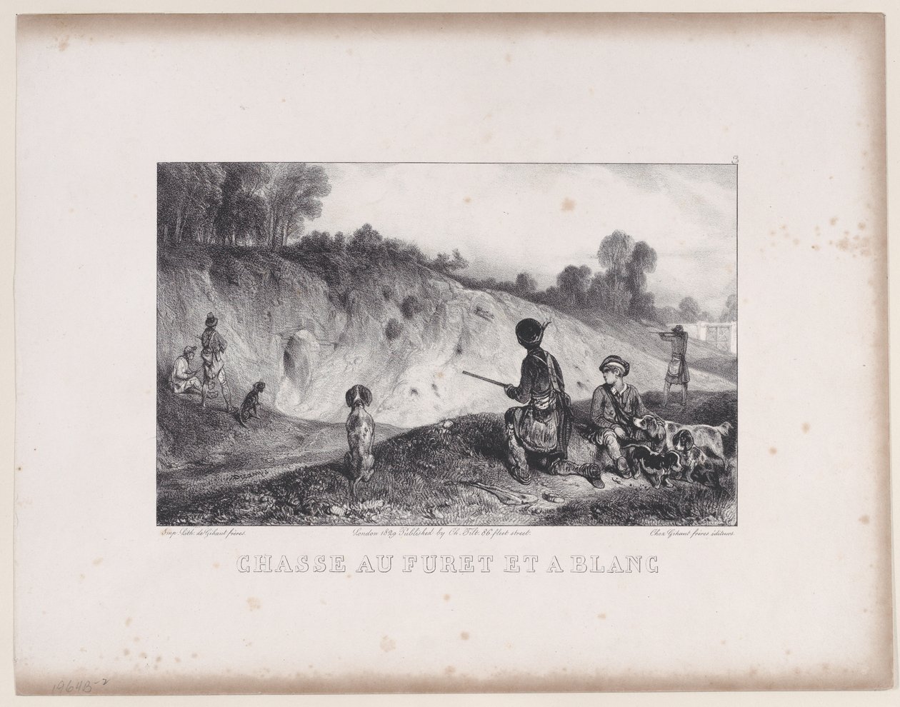 Hunting a Ferret with Blanks, fra serien Hunting Scenes, 1829. af Alexandre Gabriel Decamps