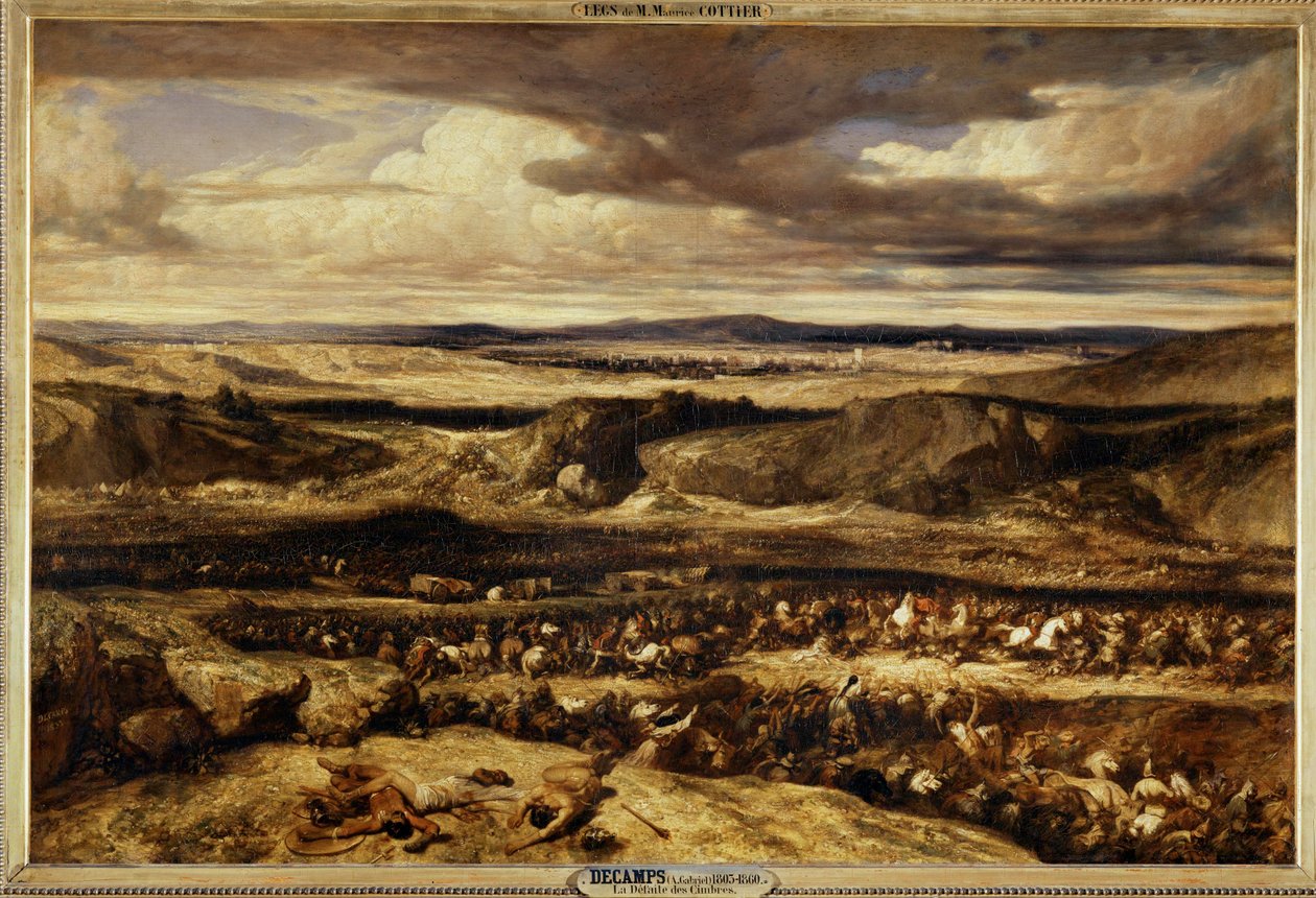 La defaite des Cimbres - Den romerske general Gaius Marius besejrer cimbrerne på en slette i Provence ... af Alexandre Gabriel Decamps