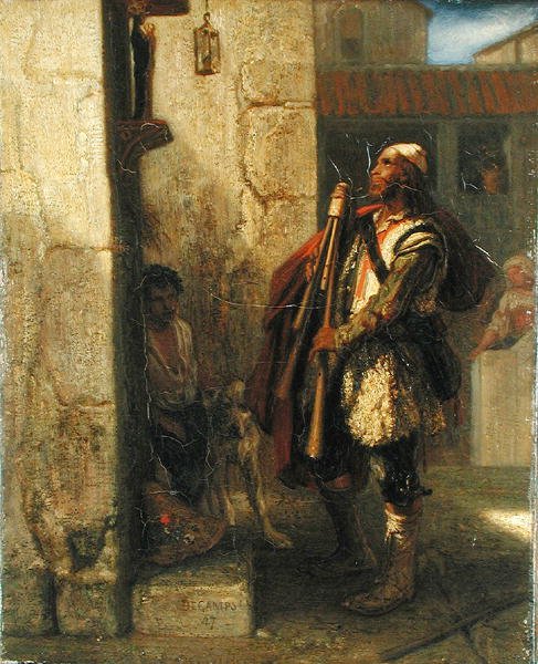 Pifferaro foran en Madonna, 1847 af Alexandre Gabriel Decamps
