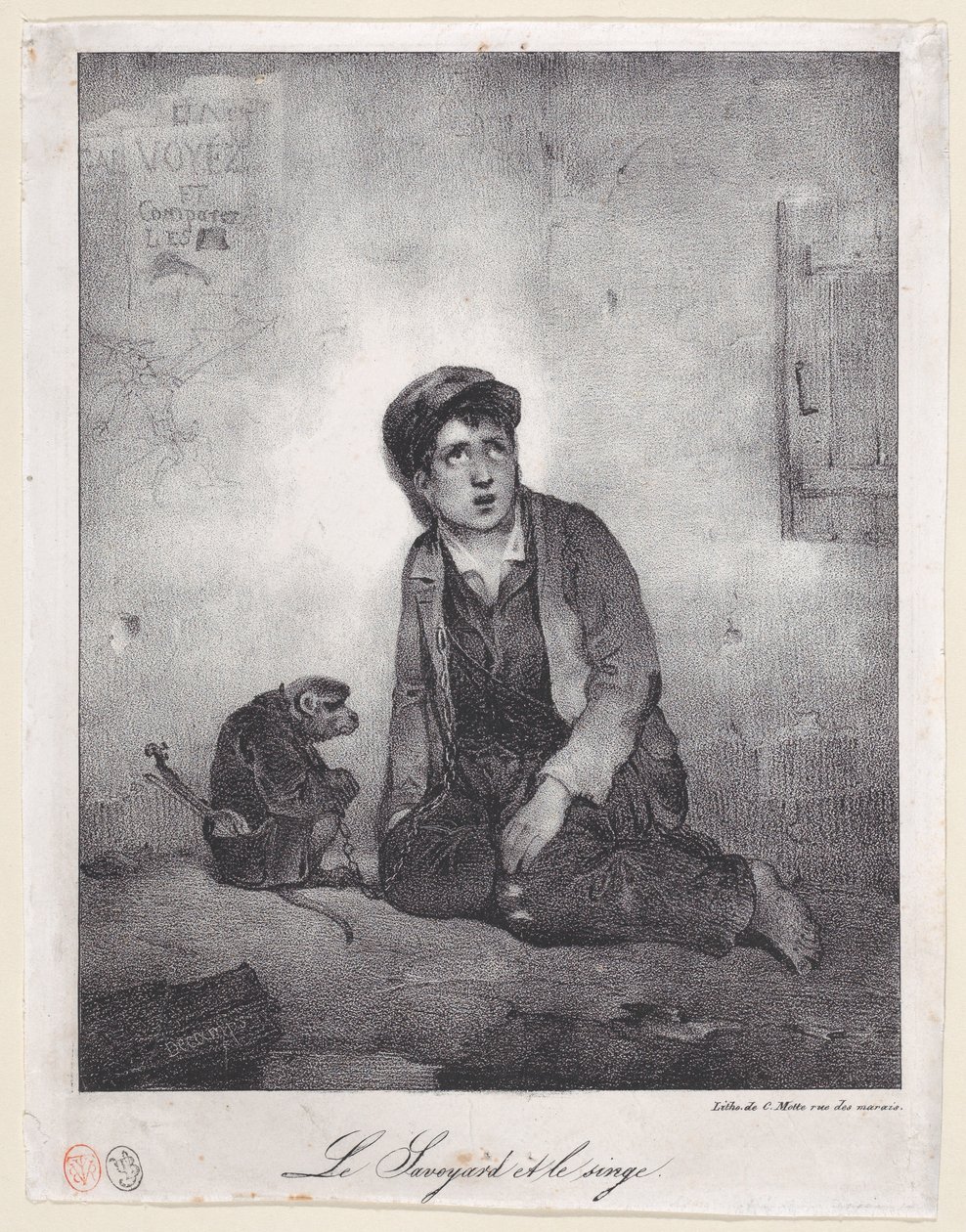 Drengen fra Savoyen og hans abe, 1823. af Alexandre Gabriel Decamps