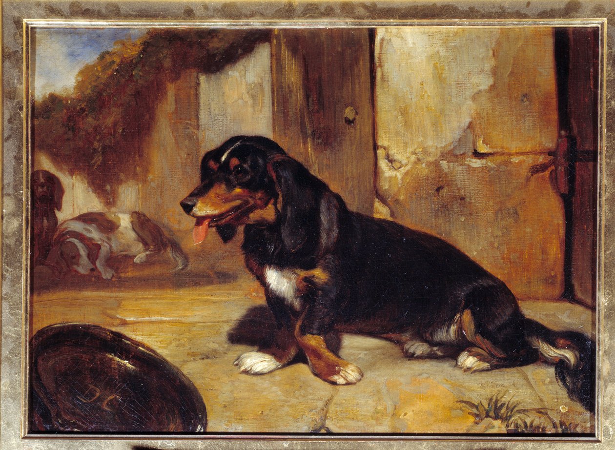 En bassethund ""Jaghunde i hvile"" Maleri af Alexandre Gabriel Decamps (1803-1860) 1834 Dim 0,48x0,35 m Paris, Louvre museum af Alexandre Gabriel Decamps