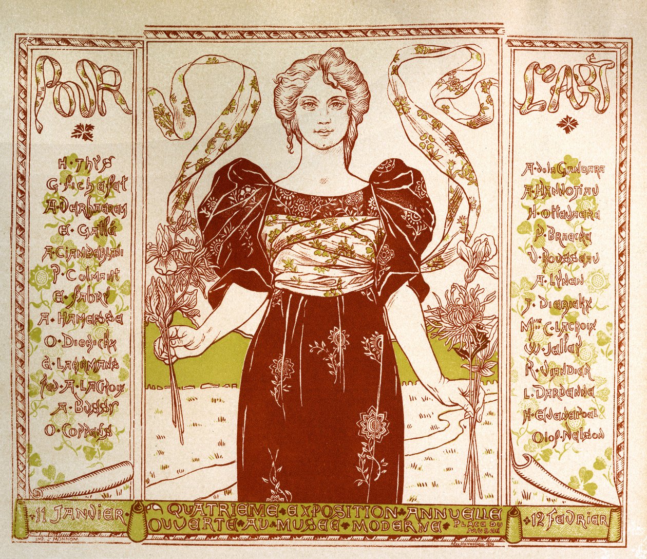 Art nouveau-udstilling i Bruxelles, ca. 1895-1897 (plakat) af Alexandre Hannotiau