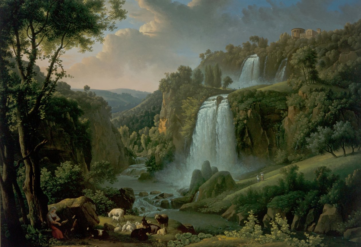Kaskaden i Tivoli med Sibylltemplet af Alexandre Hyacinthe Dunouy