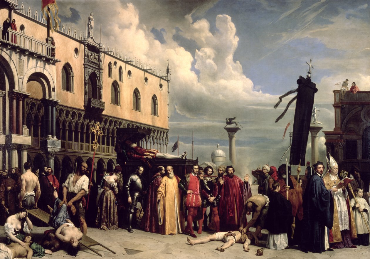 Begravelseshæder givet til Titian, der døde i Venedig i pesten i 1576, 1832 af Alexandre Jean Baptiste Hesse
