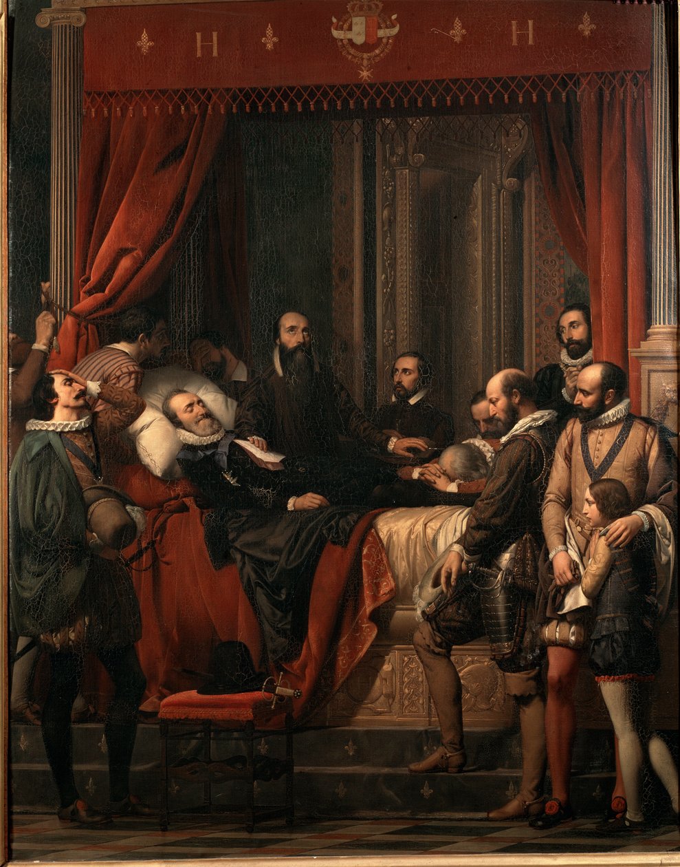 Henry IV, konge af Frankrigs død, hans lig udstillet på Louvre-maleriet af Alexandre Hesse (1806-1879) af Alexandre Jean Baptiste Hesse