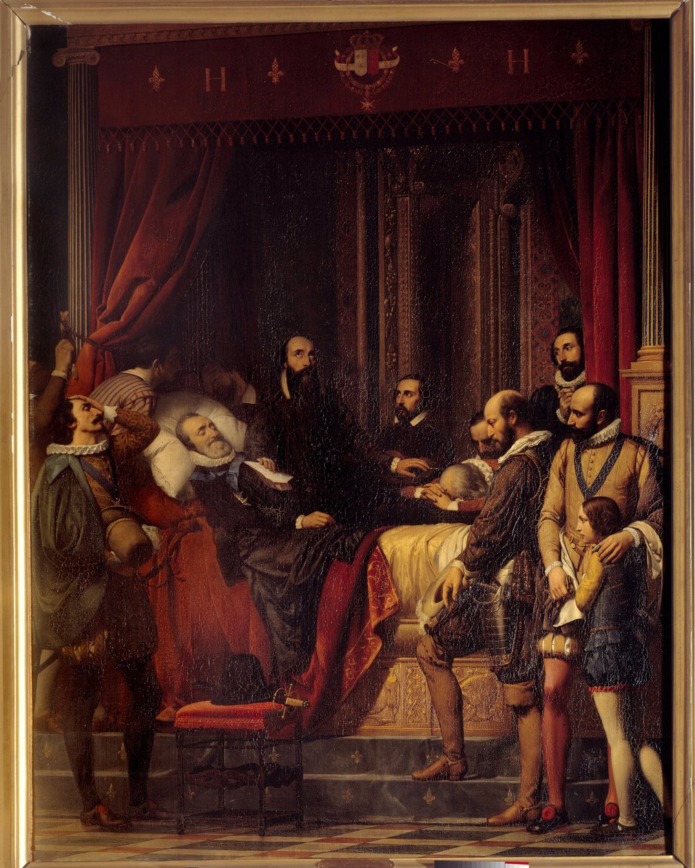 Kongen af Frankrig Henrik IV (1553-1610) døde, hans lig er udstillet på Louvre-maleriet af Alexandre Hesse (1806-1879) af Alexandre Jean Baptiste Hesse