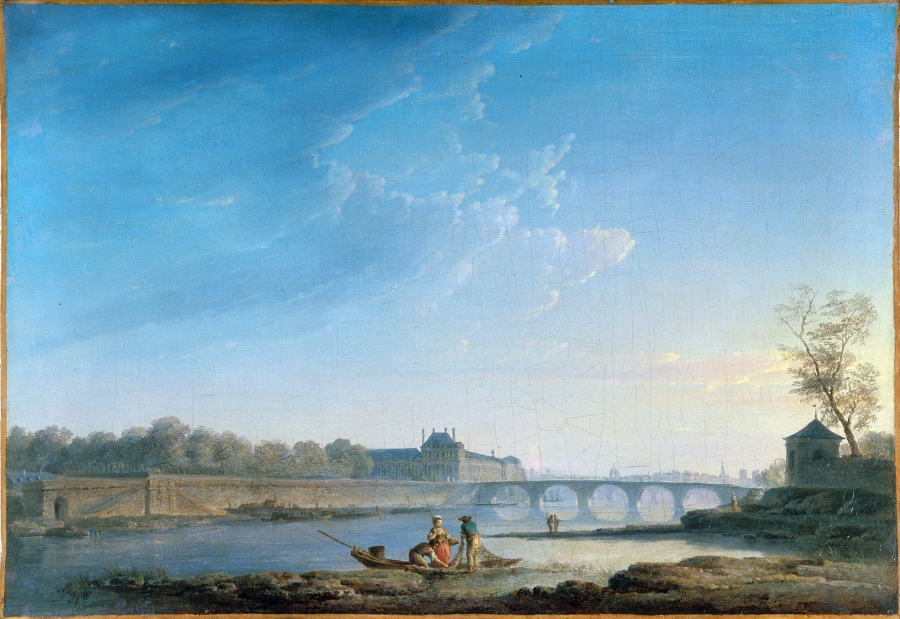 Tuileriesin laituri ja Pont Royal, n. 1780 (öljy kankaalle) af Alexandre Jean Noel