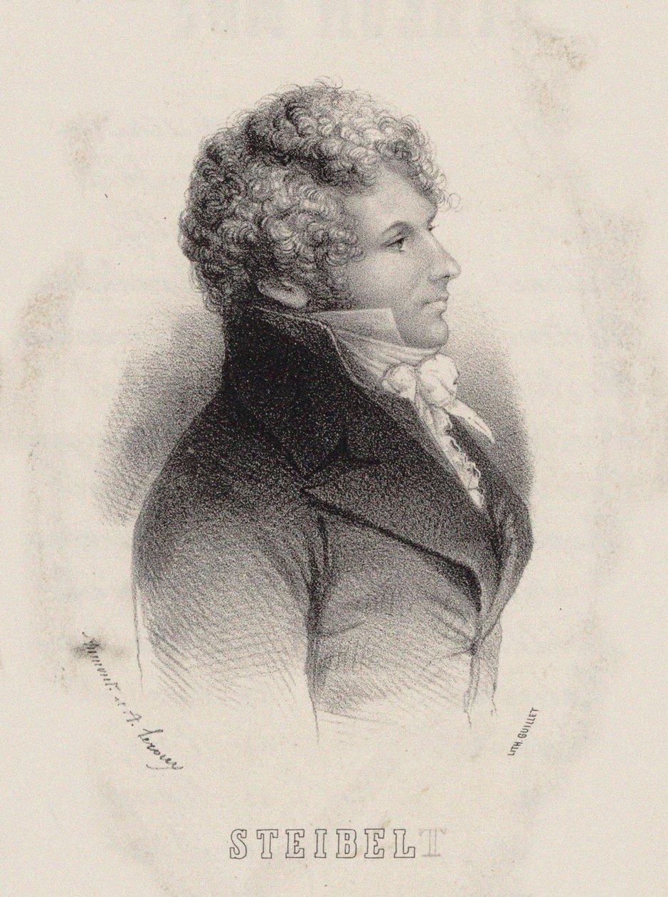 Portræt af pianist og komponist Daniel Steibelt 1765-1823, 1850. af Alexandre Leroux